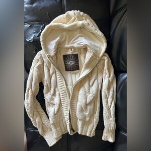 UGG cream 100% wool knit sweater XS zip up